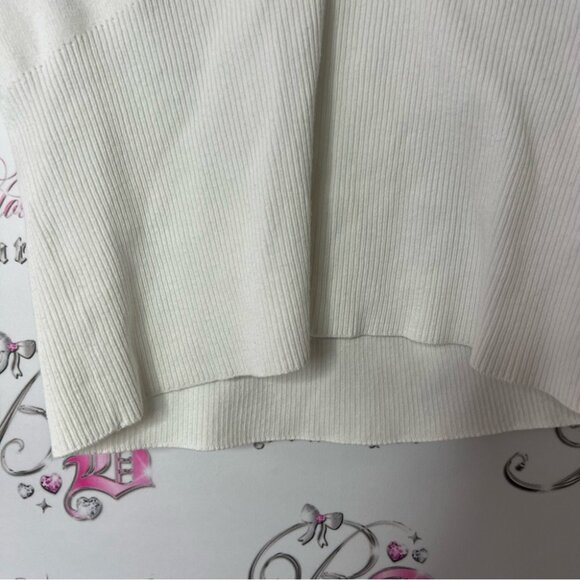 Tank top button multicolor Embellished White Sleeveless Top stretchy ribbed - Picture 4 of 5